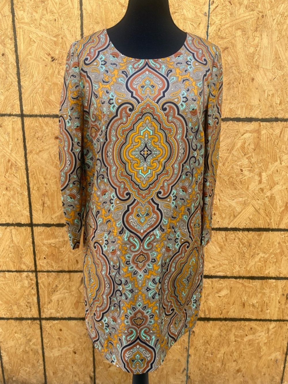J. Crew Long Sleeve Paisley Shift Silk GUC 4
